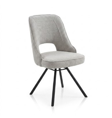 Krzesło do jadalni CHRIS - Tkanina szenilowa LIVIGNO Grey, sprężyny kieszeniowe, Henders & Hazel