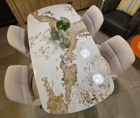 [R,od ręki] Stół Rozkładany AXELLE 180-260 cm - Ceramika Pandora White