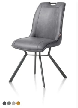 [Fabrycznie nowe] Krzesło jadalniane MICHIEL – Skóra Pala, Nogi Metalowe (Personalizacja)