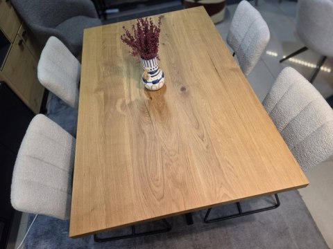 [R, od ręki] Stół dębowy NORDIC 140x90 cm - lity dąb 4 cm, centralna noga, lakier mat