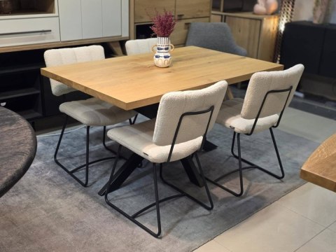 [R, od ręki] Stół dębowy NORDIC 140x90 cm - lity dąb 4 cm, centralna noga, lakier mat