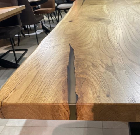 [K, od ręki] Stół dębowy MASIV kolor Klasyk 210 x 100 cm - Lity dąb 5 cm, żywica transparentna