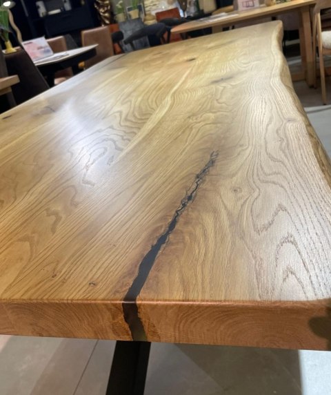 Stół dębowy MASSIV klsayk 210 x 100 cm - Lity dąb 5 cm, żywica transparentna