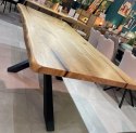 Stół dębowy MASSIV klsayk 210 x 100 cm - Lity dąb 5 cm, żywica transparentna
