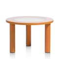 Stolik kawowy BARRY Ø60 cm - pomarańczowy MDF, rattan, szkło, COCO maison