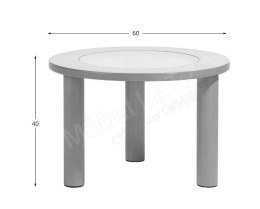 Stolik kawowy BARRY Ø60 cm - pomarańczowy MDF, rattan, szkło, COCO maison