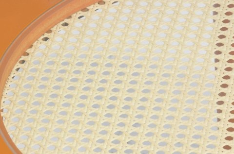 Stolik kawowy BARRY Ø60 cm - pomarańczowy MDF, rattan, szkło, COCO maison