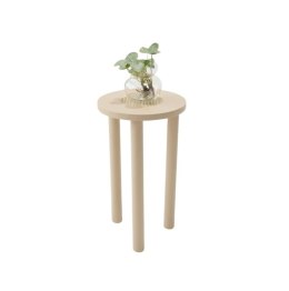 Stolik pomocniczy BARRY Ø35 cm - beżowy MDF, rattan, szkło, wys. 60 cm, COCO maison