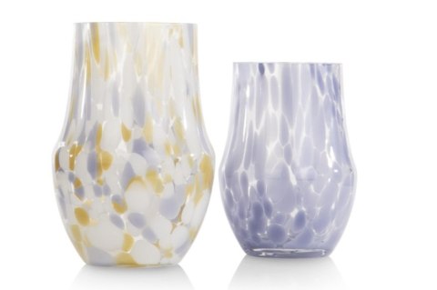Wazon dekoracyjny LINDE 20 cm - szkło artystyczne, wzór lawendowy, COCO maison