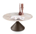 [od ręki] Okrągły Stolik Kawowy Avelli 90 cm – Ceramiczny Blat, Metalowa Podstawa Steelbrown