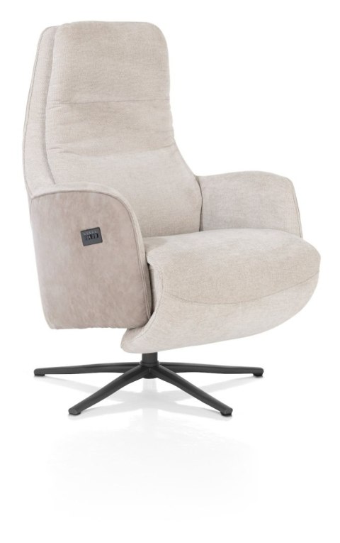 Fotel Rozkładany Elektrycznie FELINO - Chenille Livigno / Oregon, Kolor Kiezel (Kamykowy), 2 Silniki, Grafitowa Podstawa Design