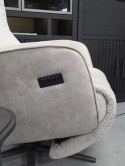 Fotel Rozkładany Elektrycznie FELINO - Chenille Livigno / Oregon, Kolor Kiezel (Kamykowy), 2 Silniki, Grafitowa Podstawa Design