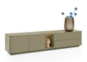 [K] Szafka RTV / Lowboard TRENTINO 211 cm - Lakierowany MDF w Kolorze Oliwkowym, System Push-to-Open, Oświetlenie LED