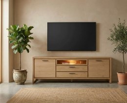 [K, defekt] Komoda / Sideboard Nystead 210 cm - Fornir Dębowy - LED -Henders & Hazel