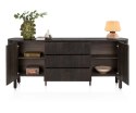 [K, defekt] Komoda / Sideboard RAVELLO 220 cm - Fornir Dębowy w Kolorze Bazaltowym, Matowy Lakier Platynowy, Soft-Closing