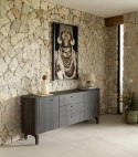 [K, defekt] Komoda / Sideboard RAVELLO 220 cm - Fornir Dębowy w Kolorze Bazaltowym, Matowy Lakier Platynowy, Soft-Closing