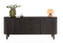 [K, defekt] Komoda / Sideboard RAVELLO 220 cm - Fornir Dębowy w Kolorze Bazaltowym, Matowy Lakier Platynowy, Soft-Closing