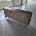 [K, defekt] Komoda / Sideboard RAVELLO 220 cm - Fornir Dębowy w Kolorze Bazaltowym, Matowy Lakier Platynowy, Soft-Closing