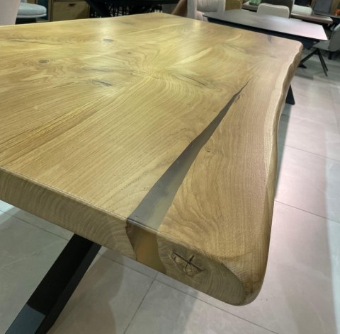 [K, od ręki] Stół dębowy MASIV kolor Klasyk 210 x 100 cm - Lity dąb 5 cm, żywica transparentna