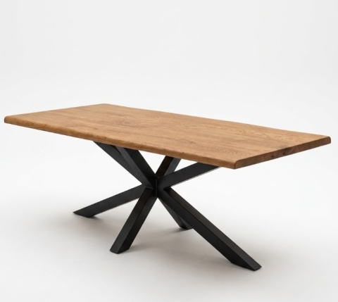 [OD RĘKI] Dębowy Stół MASIV 210x100 cm – Lity Blat 5 cm, Wybarwienie C4, Żywica Perłowo-Transparentna, Krawędź Prosta Zaoblona