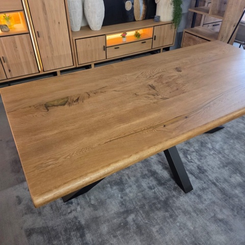 [OD RĘKI] Dębowy Stół MASIV 210x100 cm – Lity Blat 5 cm, Wybarwienie C4, Żywica Perłowo-Transparentna, Krawędź Prosta Zaoblona