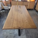 [OD RĘKI] Dębowy Stół MASIV 210x100 cm – Lity Blat 5 cm, Wybarwienie C4, Żywica Perłowo-Transparentna, Krawędź Prosta Zaoblona