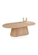 [fabrycznie nowe] Stolik Kawowy RAVELLO 120 cm - Henders & Hazel | Blat z Litego Dębu, Lakier Platynowy, Kolor Dune (Piaskowy)