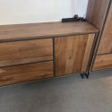 [K, defekt] Industrialna komoda TRAPANI 240 cm, fornir z mango 'smoked' na metalowej podstawie.
