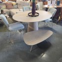 [K, od ręki] Organiczny Stolik Kawowy MINTOS 100 x 60 cm - Blat HPL Primo Laminato Travertin - Metalowe Nogi Chalk Beige