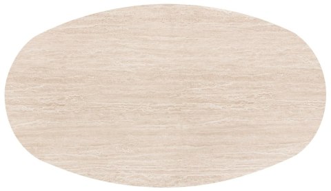 [K, od ręki] Owalny Stół Jadalniany ARAS 210 x 120 cm - Blat HPL Primo Laminato - Dwie Półstożkowe Nogi z Forniru Dębowego
