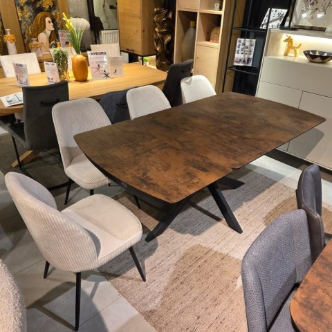 [K, od ręki] Rozkładany Stół Jadalniany PAVALON 140-190 cm - Blat HPL Primo Laminato Roest (Rdza) - Centralna Noga Designerska