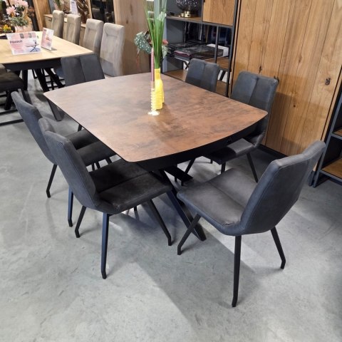 [K, od ręki] Rozkładany Stół Jadalniany PAVALON 140-190 cm - Blat HPL Primo Laminato Roest (Rdza) - Centralna Noga Designerska