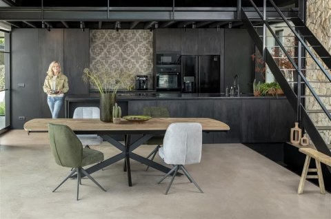 [K, od ręki] Rozkładany Stół Jadalniany PAVALON 170-230 cm - Blat HPL Primo Laminato Driftwood - Centralna Noga Designerska
