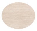 [K, od ręki] Owalny Stół ARAS 150 x 120 cm – Blat HPL Primo Laminato Travertin ( Stożkowa Noga Kolumnowa z Forniru Dębowego