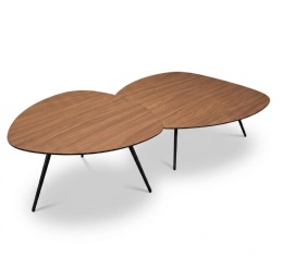Zestaw Organicznych Stolików Kawowych PIATTO (Set 2 szt.) – Blat HPL Primo Laminato Walnut (Optyka Drewna Orzechowego)