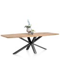 [R, od ręki] Owalny Stół Jadalniany METALUXE 240 x 110 cm - Blat z Forniru Dębowego we Wzór Jodełki - Noga Centralna