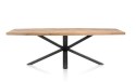 [R, od ręki] Owalny Stół Jadalniany METALUXE 240 x 110 cm - Blat z Forniru Dębowego we Wzór Jodełki - Noga Centralna