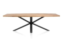 [R, od ręki] Owalny Stół Jadalniany METALUXE 240 x 110 cm - Blat z Forniru Dębowego we Wzór Jodełki - Noga Centralna