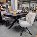 [na zamówienie] Rozkładany Stół Jadalniany PAVALON 140-190 cm - Blat HPL Primo Laminato Antracyt - Centralna Noga Designerska