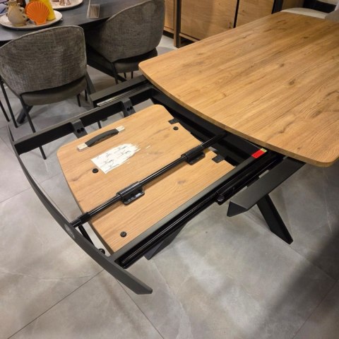 [na zamówienie] Rozkładany Stół Jadalniany PAVALON 140-190 cm - Blat HPL Primo Laminato Natural - Centralna Noga Designerska