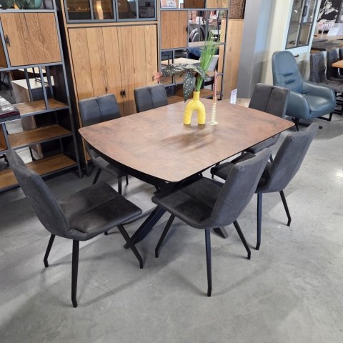 [na zamówienie] Rozkładany Stół Jadalniany PAVALON 140-190 cm - Blat HPL Primo Laminato Roest (Rdza) - Centralna Noga