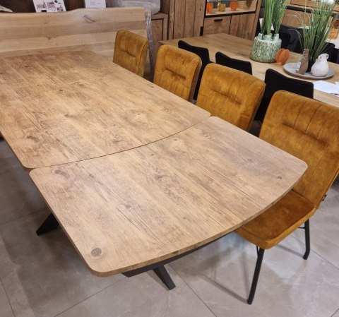 [na zamówienie] Rozkładany Stół Jadalniany PAVALON 170-230 cm - Blat HPL Primo Laminato Barnwood - Centralna Noga Designerska