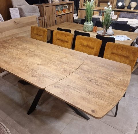 [na zamówienie] Rozkładany Stół Jadalniany PAVALON 170-230 cm - Blat HPL Primo Laminato Barnwood - Centralna Noga Designerska