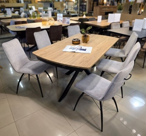 [na zamówienie] Rozkładany Stół Jadalniany PAVALON 170-230 cm - Blat HPL Primo Laminato Barnwood - Centralna Noga Designerska