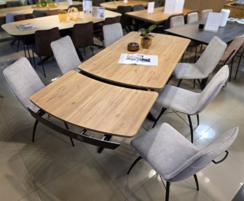 [na zamówienie] Rozkładany Stół Jadalniany PAVALON 170-230 cm - Blat HPL Primo Laminato Barnwood - Centralna Noga Designerska