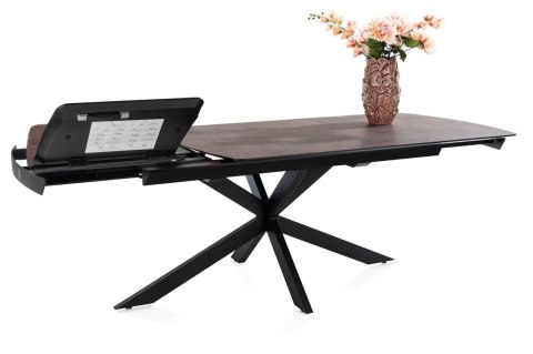 [na zamówienie] Rozkładany Stół Jadalniany PAVALON 170-230 cm - Blat HPL Primo Laminato Roest (Rdza) - Centralna Noga