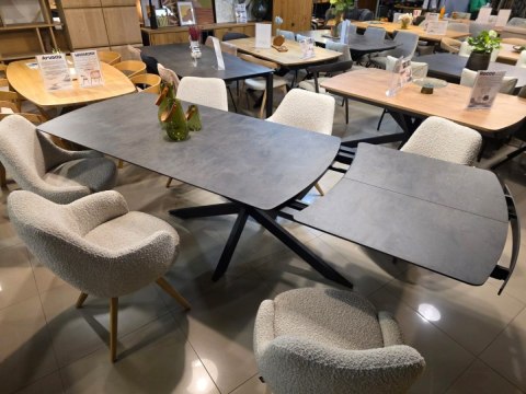 [na zamówienie] Rozkładany Stół Jadalniany PAVALON 200-278 cm - Blat HPL Primo Laminato Antracyt - Centralna Noga Designerska