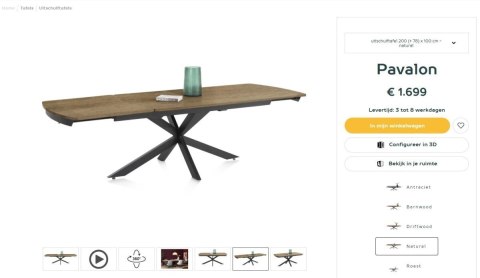 [na zamówienie] Rozkładany Stół Jadalniany PAVALON 200-278 cm - Blat HPL Primo Laminato Natural - Centralna Noga Designerska