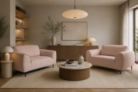 [od ręki] Nowoczesny Szeroki Fotel OASIS 1,5-osobowy Typu Loveseat – Strukturalna Plecionka – Czarne Nóżki – 135 x 90 cm