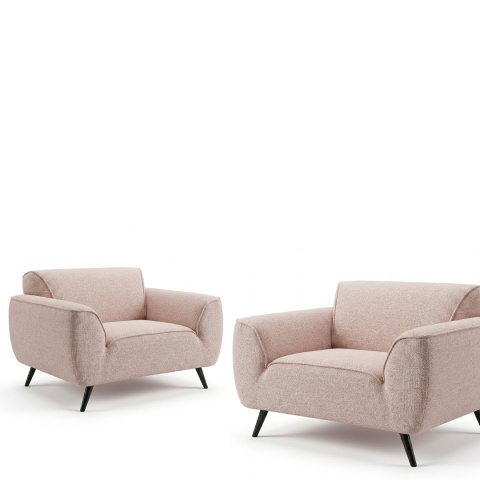 [od ręki] Nowoczesny Szeroki Fotel OASIS 1,5-osobowy Typu Loveseat – Strukturalna Plecionka – Czarne Nóżki – 135 x 90 cm